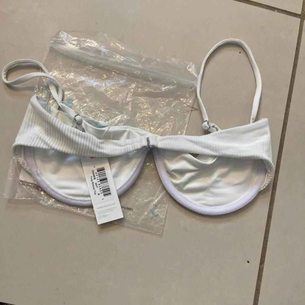 Frankie's Bikinis White Ribbed Bikini Top
